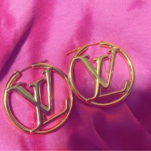 Louis Vuitton Wave Hoops Earrings Pink Metal